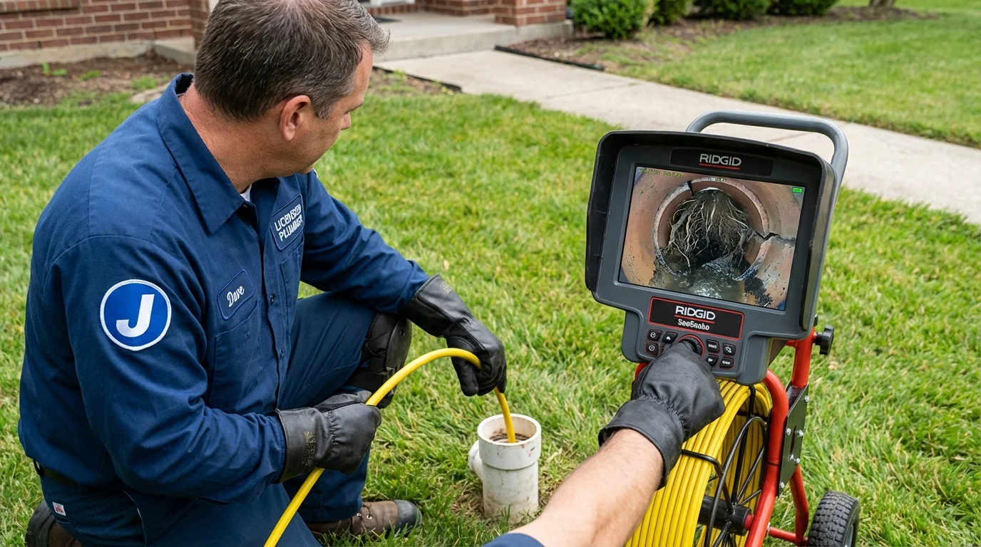 Sewer camera inspection being performed by Johns Plumbing LLC in Sheldon
